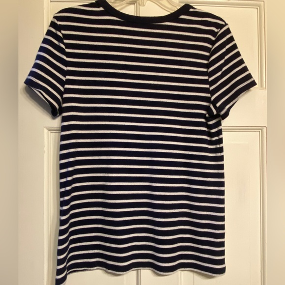 Old Navy Cotton Crew Neck Short Sleeve Blue and White Stripe Top - Picture 2 of 6